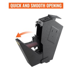 Pistoolin turvalipas teräsrunkoinen sormenjälkilukolla 120 sormenjälkeä pehmustettu sisäosa