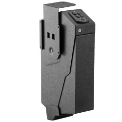 Pistoolin turvalipas teräsrunkoinen sormenjälkilukolla 120 sormenjälkeä pehmustettu sisäosa