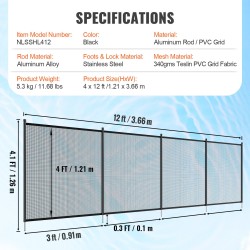 Uima-allasaita 1,21x3,66 m musta 340 g verkkokangas alumiinitolpat ruostumattomat jalat