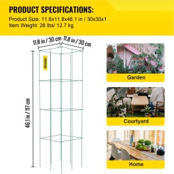 Tomaattihäkki teräs PVC-pinnoitettu vihreä 30x30x117 cm 10 kpl köynnöskasveille