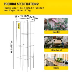 Neliskulmainen tomaatitukikehikko PVC-pinnoitettu teräs 30 x 30 x 117 cm 10 kpl