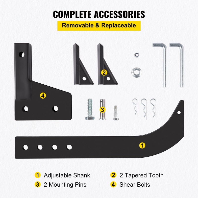 Vetokoukkuun asennettava maajyrsin hiiliteräs 46 cm varsi nelitasoinen säätö
