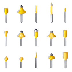 Jyrsinteräsarja 15 kpl kovametalliterää 6 35 mm varsi muovikotelo puutöihin