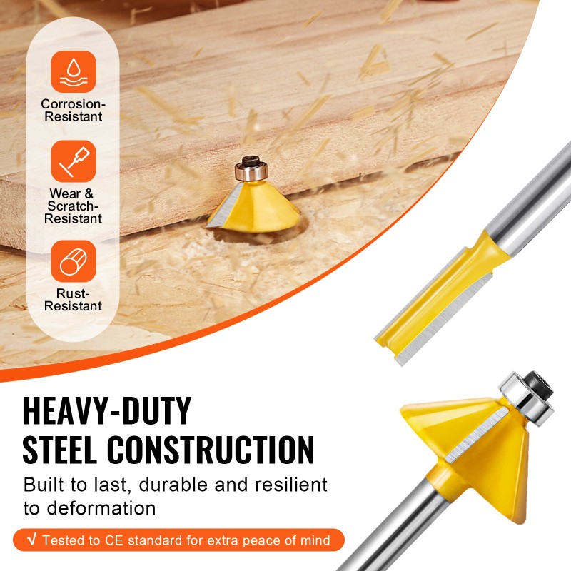 Jyrsinteräsarja 15 kpl kovametalliterää 6,35 mm varsi muovikotelo puutöihin