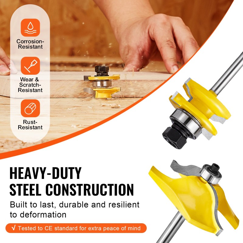 Jyrsinteräsarja 3 osaa YG8 kovametalli 6,35 mm varsi puukotelo puuntyöstöön