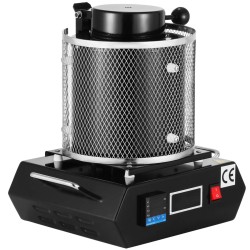 Sulatusuuni kolmen kilogramman grafiittisulatusastiolla digitaaliohjauksella 1150 °C kullan ja hopean sulatukseen