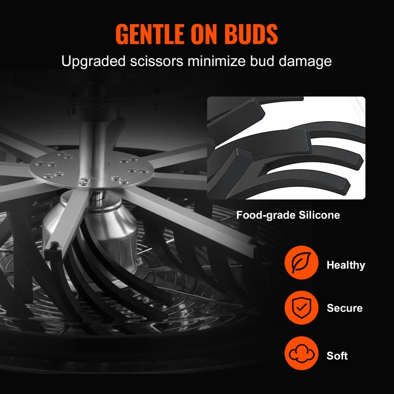 Manuaalinen lehtikulholeikkuri 19 tuuman ruostumattomasta teräksestä kolmella terällä läpinäkyvällä kupolilla taitettavalla