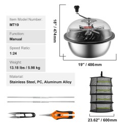 Manuaalinen lehtikulholeikkuri 19 tuuman ruostumattomasta teräksestä kolmella terällä läpinäkyvällä kupolilla taitettavalla