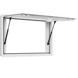 Palveluluukku alumiiniseos 92x61 cm kaksi liukuikkunaa hyönteisverkolla markiisiovi kaasujousi ruokarekkoihin