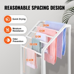 Allaspyyheteline 5 poikkipuuta PVC-muovi valkoinen trapetsimainen vapaasti seisova ulko- ja sisäkäyttöön