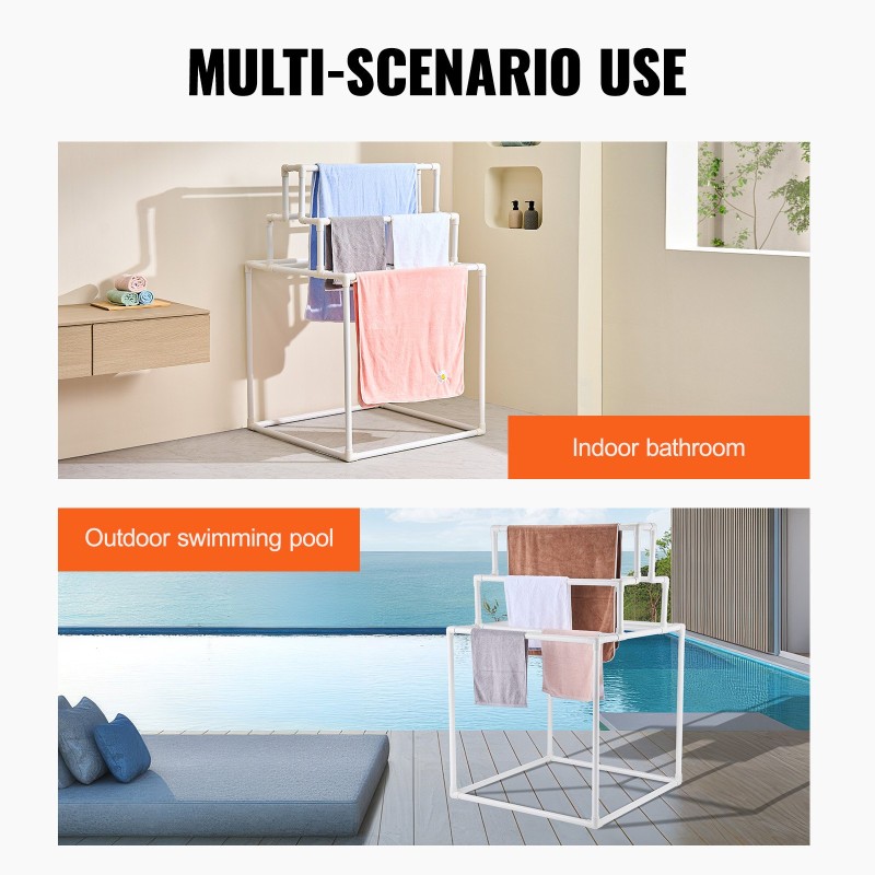 Pyyheteline muovinen kahdeksan poikkipuuta vapaasti seisova valkoinen ulkokäyttöön ja sisäkäyttöön