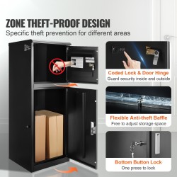 Pakettien toimituslaatikko sinkitty teräs 41,1 x 40,1 x 111,8 cm numerolukolla