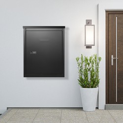 Lukittava ulkopostilaatikko 0,8 mm sinkitty teräs koko 39×27×52 cm musta