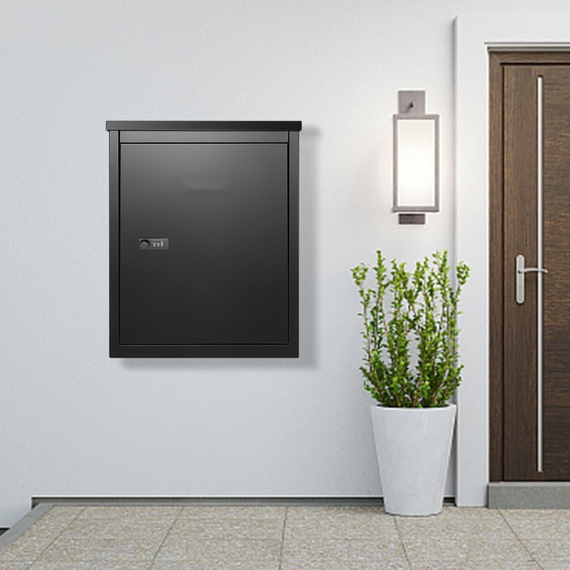 Lukittava ulkopostilaatikko 0,8 mm sinkitty teräs koko 39×27×52 cm musta