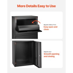 Lukittava pakettilaatikko galvanoidusta teräksestä säänkestävä varkaudenestoinen musta