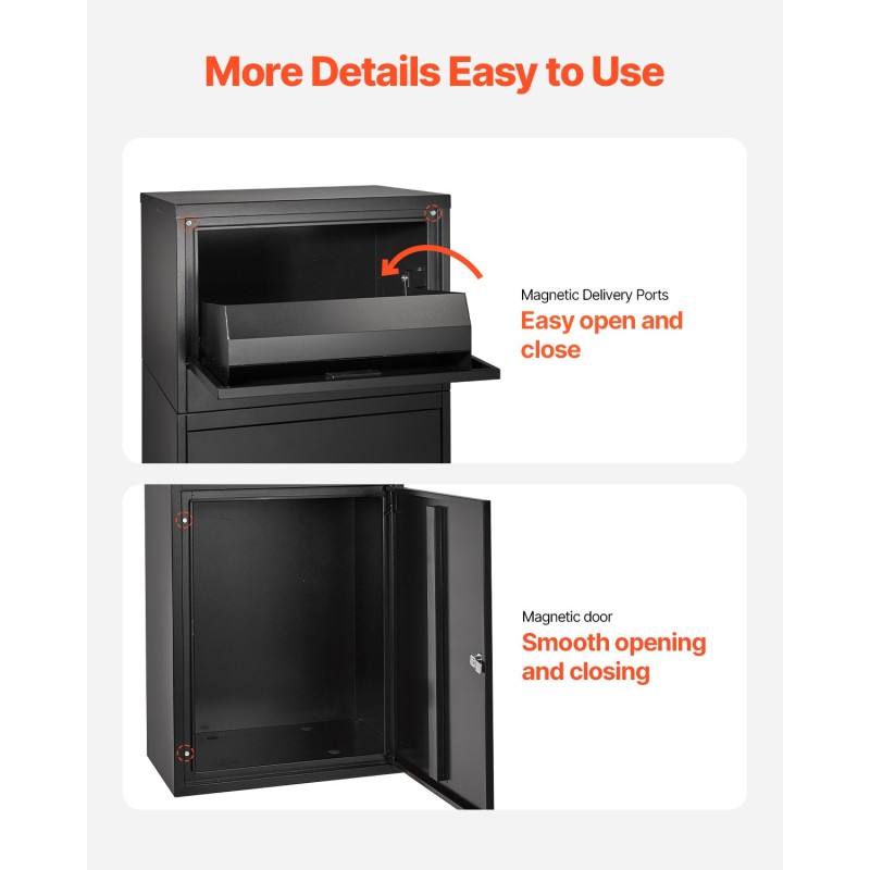 Lukittava pakettilaatikko galvanoidusta teräksestä säänkestävä varkaudenestoinen musta