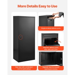 Pakettipostilaatikko galvanoidusta teräksestä ulkokäyttöön säänkestävä musta numeroyhdistelmälukolla suuri kapasiteetti