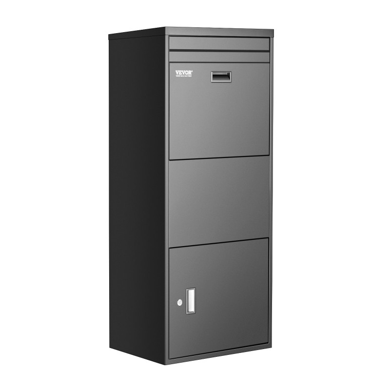 Pakettipostilaatikko galvanoidusta teräksestä ulkokäyttöön säänkestävä musta numeroyhdistelmälukolla suuri kapasiteetti