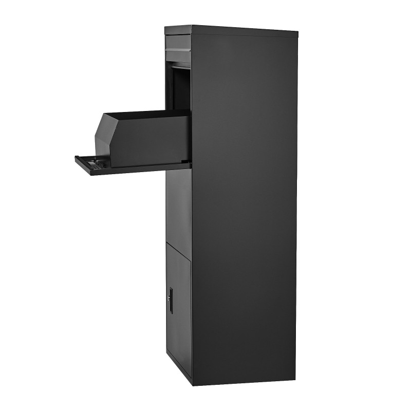 Pakettipostilaatikko galvanoidusta teräksestä ulkokäyttöön säänkestävä musta numeroyhdistelmälukolla suuri kapasiteetti