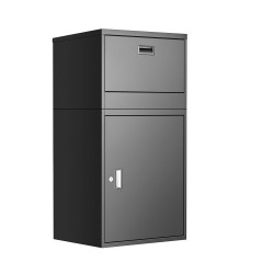 Pakettilaatikko galvanoidusta teräksestä 980 mm korkea lukittava musta ulkokäyttöön