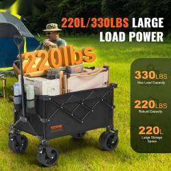 Taittuva kuljetusvaunu rautarunkoinen 220 litran säilytystila 330 paunaa 5-tuuman pyörät