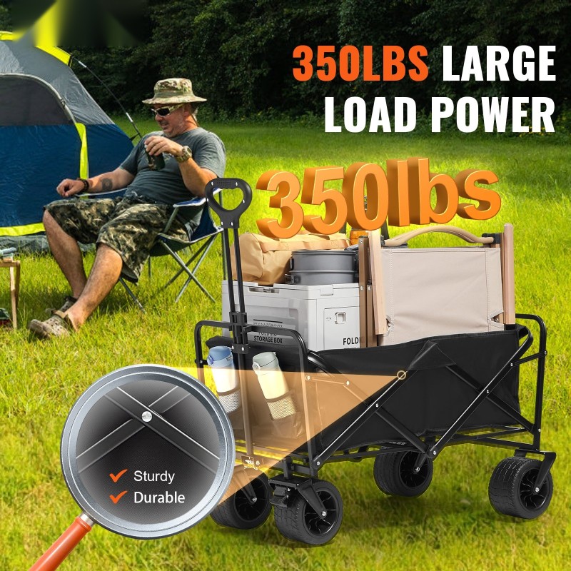 Taittuva rautarunkoinen kärry kestävä 600D kangas 350 paunaa kaikkiin maastoihin