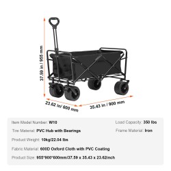 Taittuva rautarunkoinen kärry kestävä 600D kangas 350 paunaa kaikkiin maastoihin