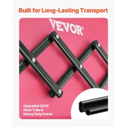 Taittuva kuljetusvaunu 120 l 102,6 kg teräsrunko maastorenkaat säädettävä kahva vaaleanpunainen musta