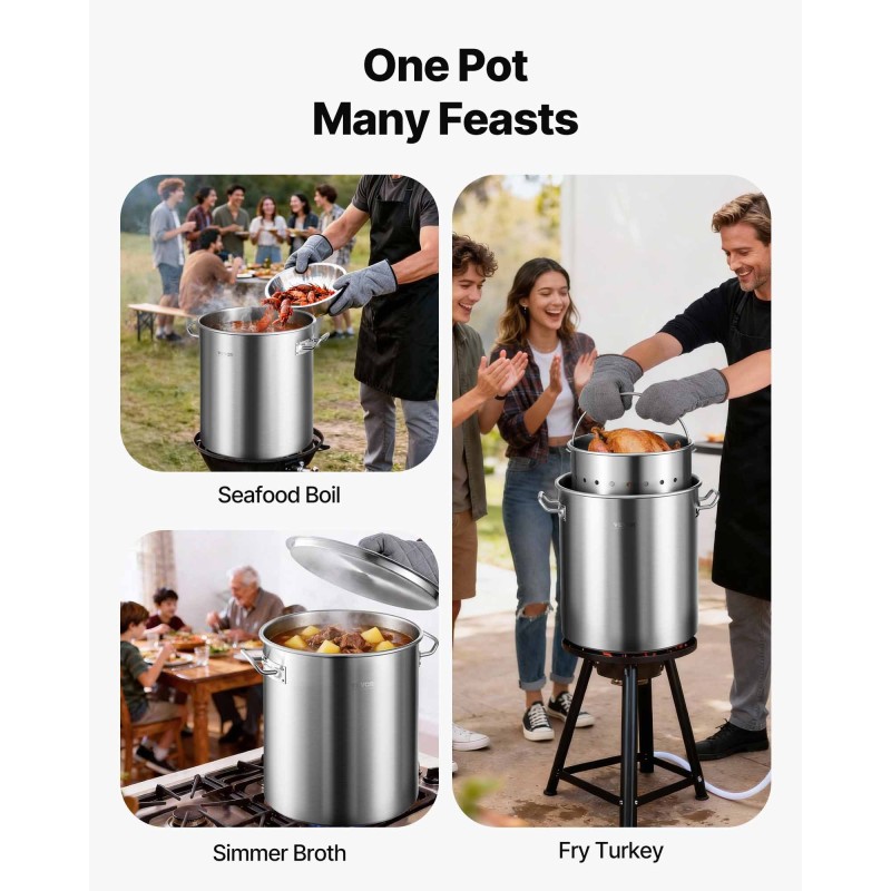 Ruostumattomasta teräksestä valmistettu kattila 39,7 litraa yksikerrospohjalla kori kannella ja kahvoilla