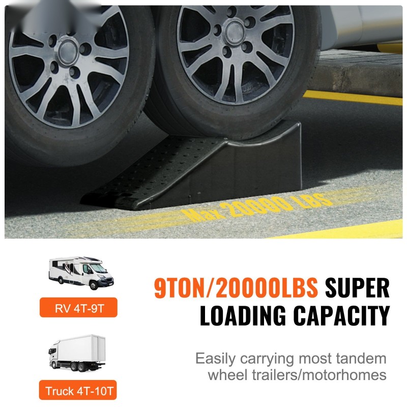 Huoltoramppi PP-muovi 9071,8 kg kantavuus 14 cm nostokorkeus kaksipyöräisille akseleille