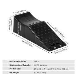 Huoltoramppi PP-muovi 9071,8 kg kantavuus 14 cm nostokorkeus kaksipyöräisille akseleille