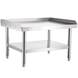 Ruostumaton teräspöytä 122×76×61 cm kaksitasoinen säädettävällä alahyllyllä ammattikeittiöön