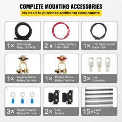 Akkujen erotusrelesarja 12V 140A 2 m kaapelit IP65 automaattinen VSR