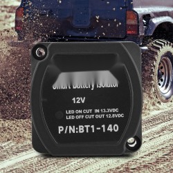 Kaksoisakun erotinsarja 12V 140A jänniteohjattu rele 4 m kaapelit IP65 suojaus