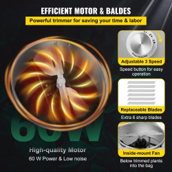 Sähköinen pöytälehtitrimmeri 304 ruostumatonta terästä 18-tuumainen kolmivaihteinen 6 varaterää