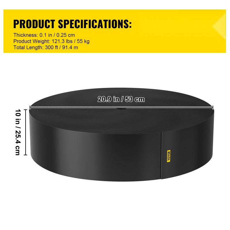 Puutarhan reunusnauha 91,4 m 25,4 cm kierrätetystä HDPE-muovista taipuisa leikattava