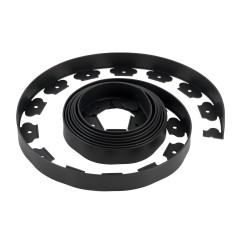 Muovinen reunalista PE-muovi 600 cm pitkä 5 cm korkea 120 maapiikkiä musta