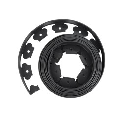 Muovinen reunalista PE-muovi 600 cm pitkä 5 cm korkea 120 maapiikkiä musta