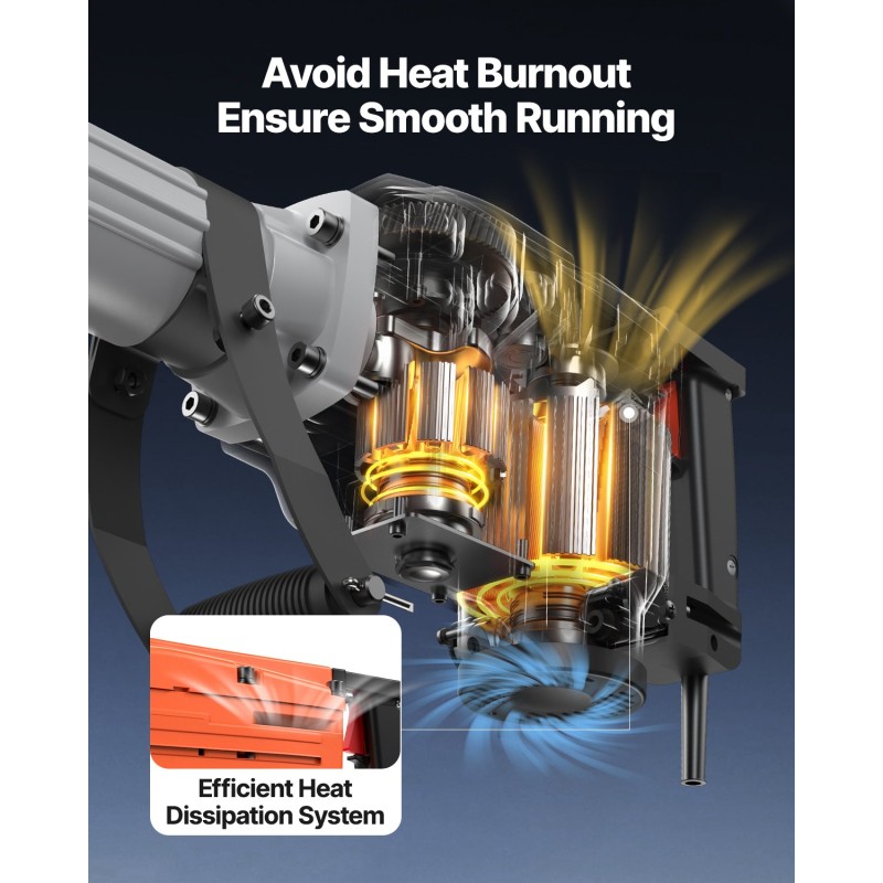 Sähköinen purkuvasara 2200 W raskas metallirunko kuusikulmainen istukka 4 talttaa