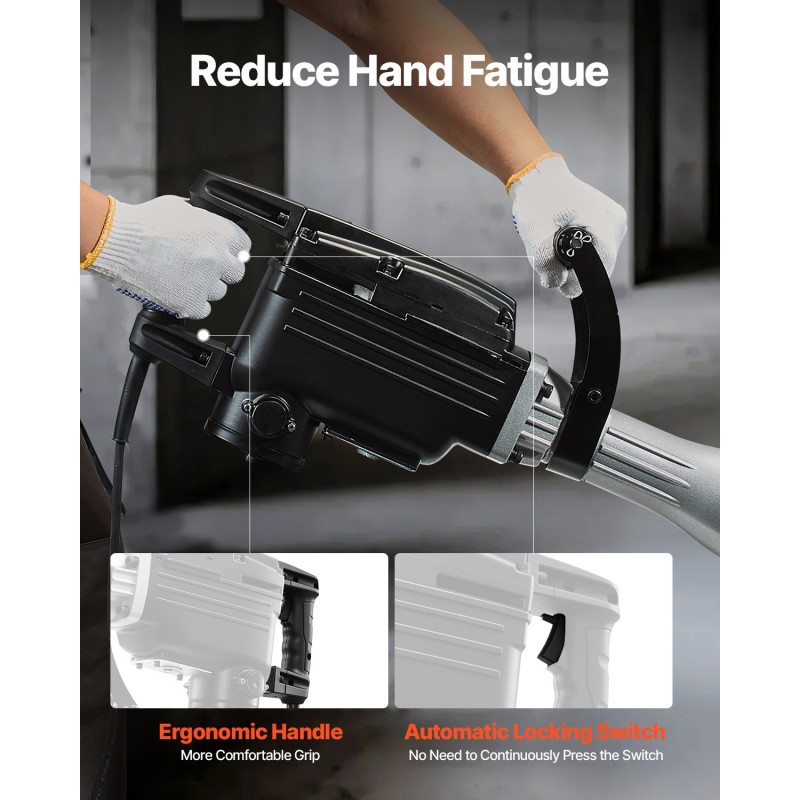 Sähköinen piikkausvasara 2800 wattia 1200 iskua minuutissa 45 joulea 3 meisseliä kantolaukku