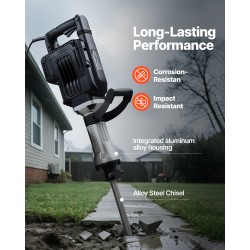 Sähköinen piikkausvasara 3000 wattia 60 joulea 1700 iskua minuutissa alumiiniseosrunko