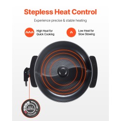 Sähköinen kaksiosainen 5 L kattila 1360W lasikansi portaaton lämpötilansäätö