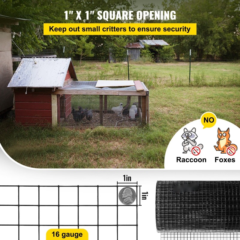 Vinyylipinnoitettu hitsattu teräsverkko 91 x 1524 cm 1 tuuman silmäkoko