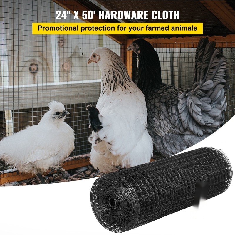 Hitsattu verkkorulla sinkitty teräs musta vinyylipinnoite 61 x 1524 cm 1x1