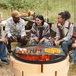 Pyöreä grilliritilä Q235-teräs 76 cm kahvoilla 20 kg kantavuus ulkokäyttöön