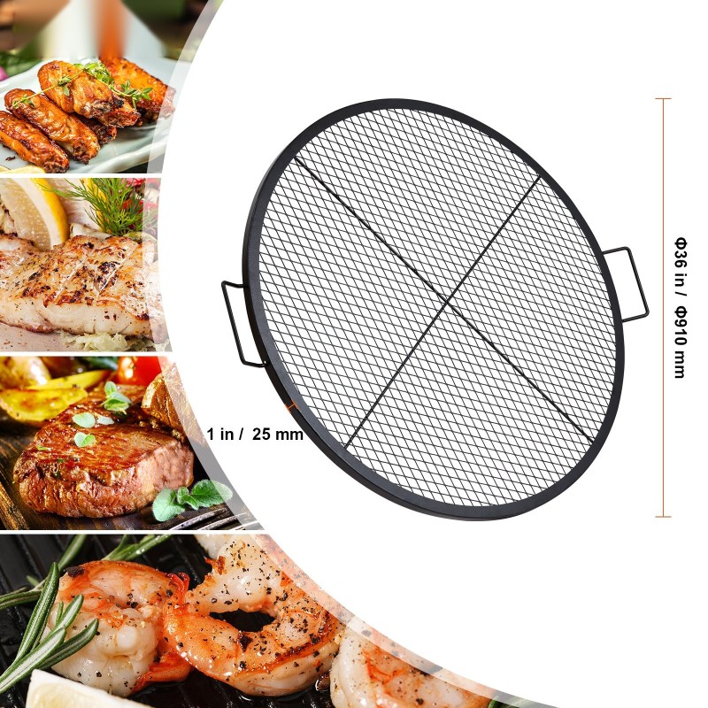 Tulisijan grilliritilä Q235-teräs 91 cm lämpökestävä pinnoite kaksi kantokahvaa