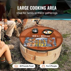 Grilliritilä kokoontaitettava pyöreä teräs 910 mm musta lämmönkestävä pinnoite