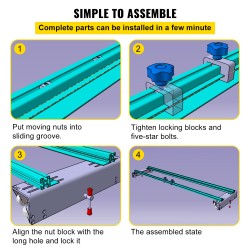 Jyrsinohjain alumiini ja rauta 152,4 cm kiskolla puulevyjen tasoitukseen säädettävä lukittava