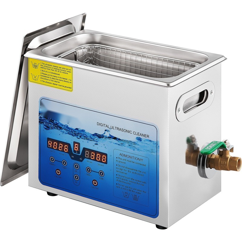 Ultraäänipesuri 304-ruostumaton teräs 6 litraa säädettävä 36–40 kilohertsiä digitaalinen ajastin