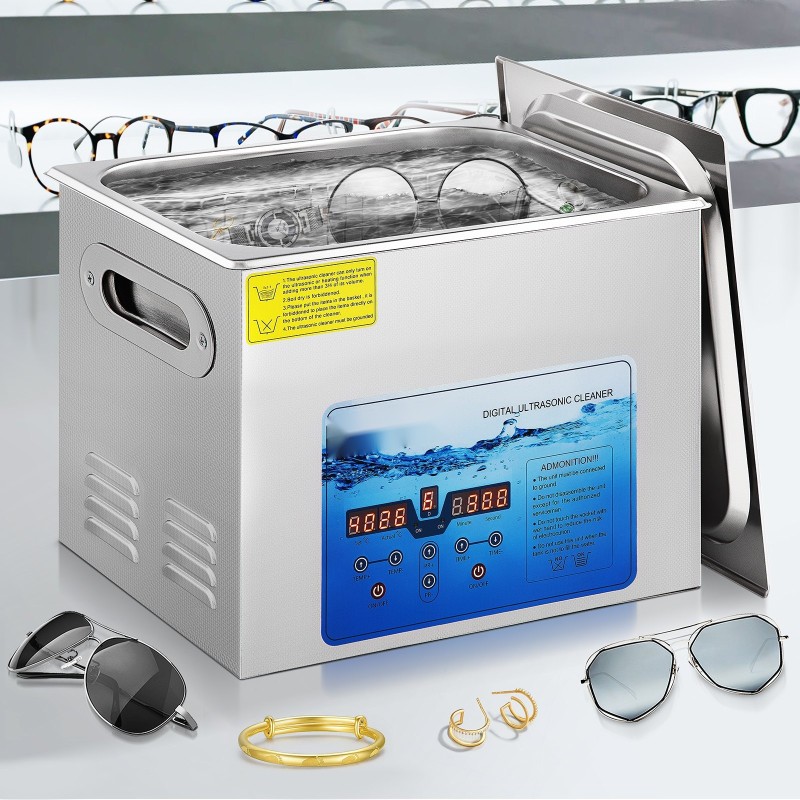 Ultraäänipesuri 15 litraa 304 ruostumatonta terästä säädettävä 36–40 kilohertsiä ajastin lämmitys